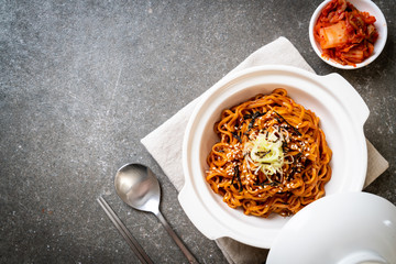 Korean hot and spicy instant noodle with kimchi
