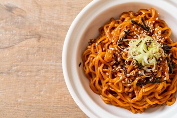 Korean hot and spicy instant noodle with kimchi