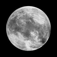 The surface of the moon, watercolor image of the planet isolated on black background