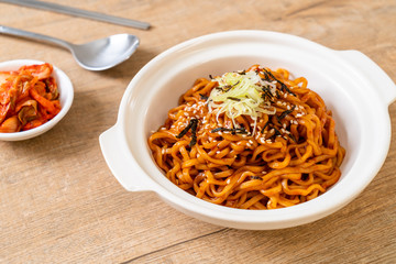 Korean hot and spicy instant noodle with kimchi