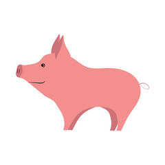 Pig Cute and Funny. One of the Chinese New Year Symbol. Vector Illustration.