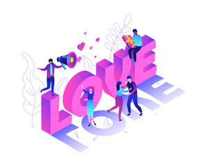 Valentines Day - modern colorful isometric vector illustration
