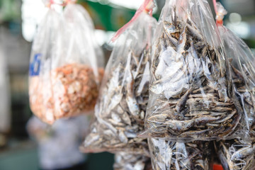 Dry small fish packing in a bag for sale, it use for make some menu cooking and for some ingredient