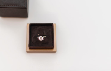 diamond ring in a gift box isolated