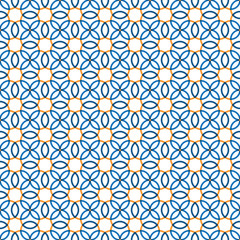 Pattern circle seamless abstract background with blue line, orange and white colors. Geometric line vector.
