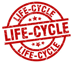 life-cycle round red grunge stamp