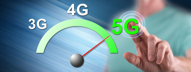 Man touching a 5g concept