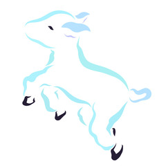 Cute blue lamb bounces, funny animal, contour