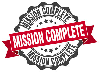 mission complete stamp. sign. seal