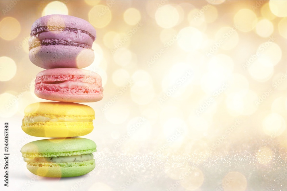 Poster Colorful macaroons collection set of isolation on a white