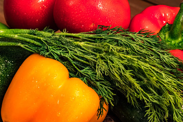 fresh tomatoes and cucumbers