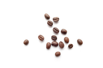Coffee beans isolated on white background. Close-up.