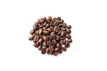 Fototapeta premium Roasted coffee beans isolated on white background. Close-up.
