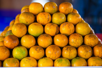 Healthy organic oranges fruit at the market.
