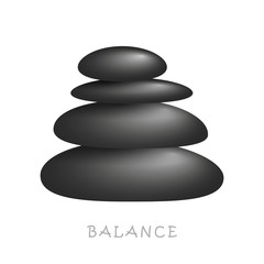 black zen massage stones balance on white background vector illustration EPS10