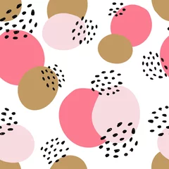 Wandcirkels plexiglas Abstract shapes seamless collage pattern with dots, floral, round and angles and geometrical elements. Tileable modern wallpaper background for web, banners, cards, fabric, textile and surface design © saltoli