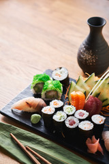Fototapeta na wymiar Rolls and sushi set