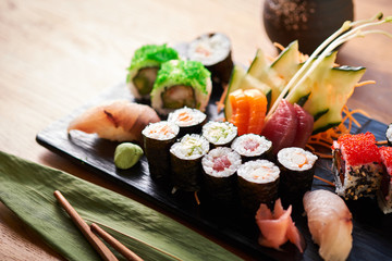 Rolls and sushi set
