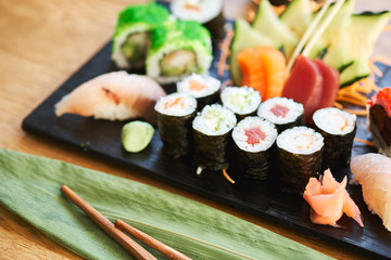 Rolls and sushi set