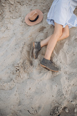 woman style legs shoes laces desert sand