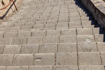 Steep stairs of the Great Wall of China.