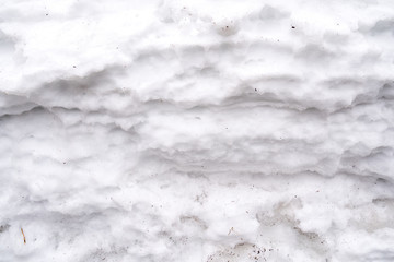 close up melt snow layer beside the way, for background.