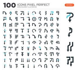 100 Set of icons such as Down arrow, arrow