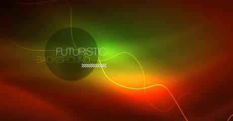 Neon lines wave background. Abstract composition