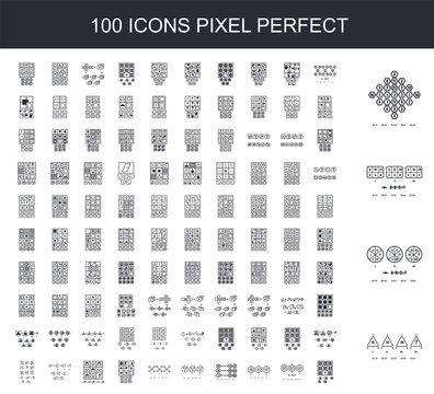 100 filled icon set. Trendy simple icons such as Choose correct answer. IQ test. Logical task, educational game for students. development of logic, iq. Task exam what comes next, , next,