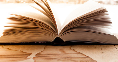 open book, photographed close-up, concept of science