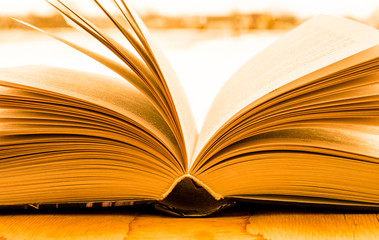 open book, photographed close-up, concept of science