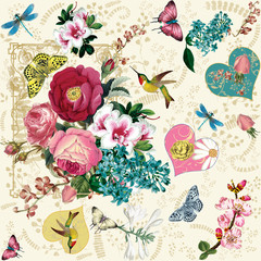 Spring Blooming Hearts Seamless Pattern