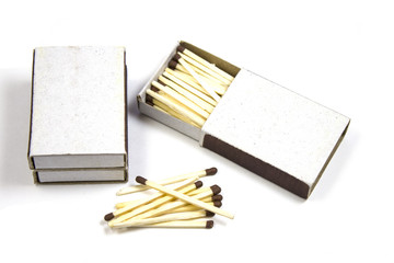 matchboxes on the white background , isolated