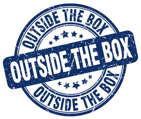 outside the box blue grunge stamp