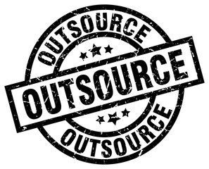 outsource round grunge black stamp