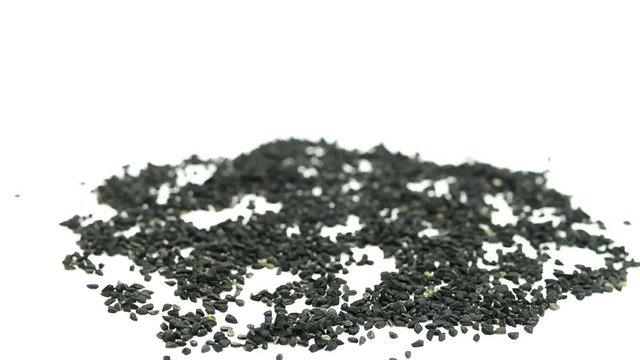 black cumin seeds on a turn table