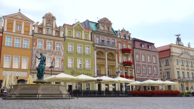POZNAN, POLAND - JULY 20, 2017: view of main square Rynek of polish city Poznan at the morning time