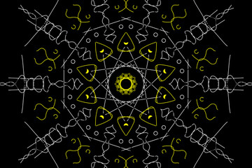 Mandala Schwarz Weiss Gelb