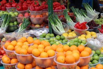 fruits and vegetables at the market