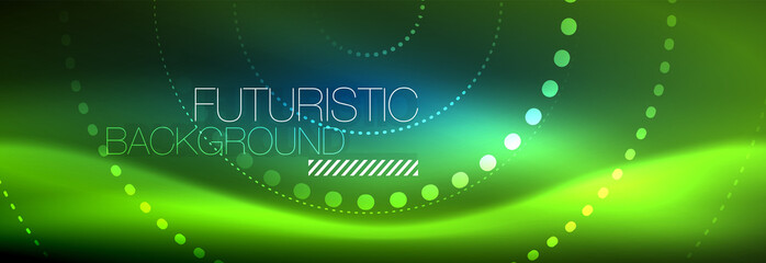 Glowing neon circle line dots, round line design, abstract style on black background. Neon abstract round circles Magic neon lights and glowing dots