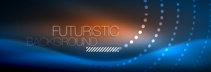 Glowing neon circle line dots, round line design, abstract style on black background. Neon abstract round circles Magic neon lights and glowing dots