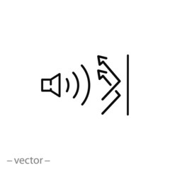 soundproofing icon, sound insulation linear sign on white background - vector illustration