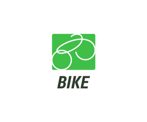 Bike logo icon design. Bicycle shop badge or label. Bike silhouette isolated vector. Repair service logotype