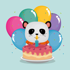 cute and little bear panda with cake