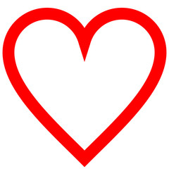 Heart symbol icon - red simple outlined, isolated - vector