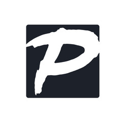 Creative p letter vector logo design. Handwritten text with paint brush texture. Monogram vector sign. Character logotype symbol. Icon design