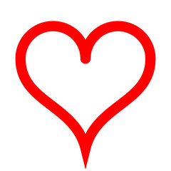 Heart symbol icon - red simple outlined, isolated - vector