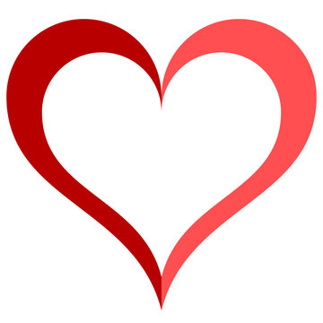 Heart symbol icon - red simple outlined, isolated - vector