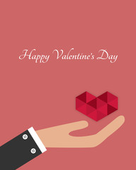 Valentine's Day greeting card with low poly heart