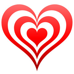 Heart target symbol icon - red gradient, isolated - vector